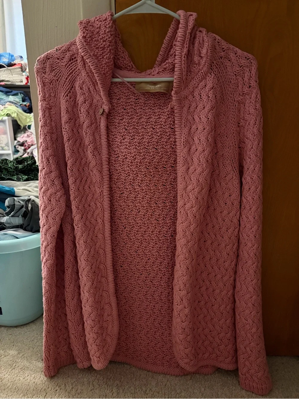 Free People Free-est Laguna Love Cardigan Top, Size Large, Like New, Blush Pink